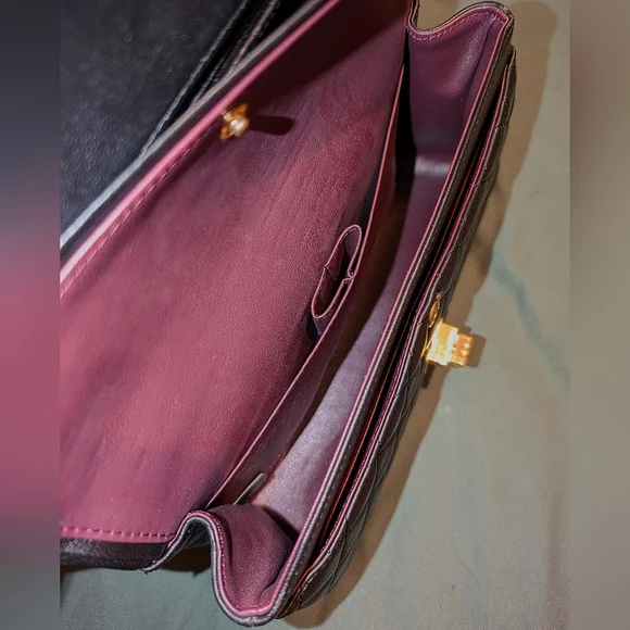 Black Quilted Leather Double Flap Bag - Picture 9 of 12